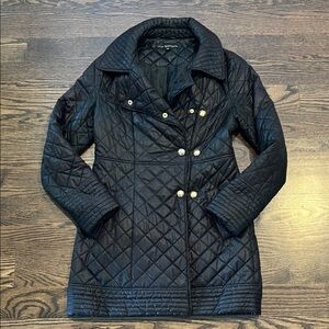 Via Spiga Double-Breasted Quilted Jacket in Black